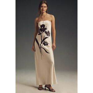 New Anthropologie The Fleur Strapless Satin Maxi Slip Dress Size M